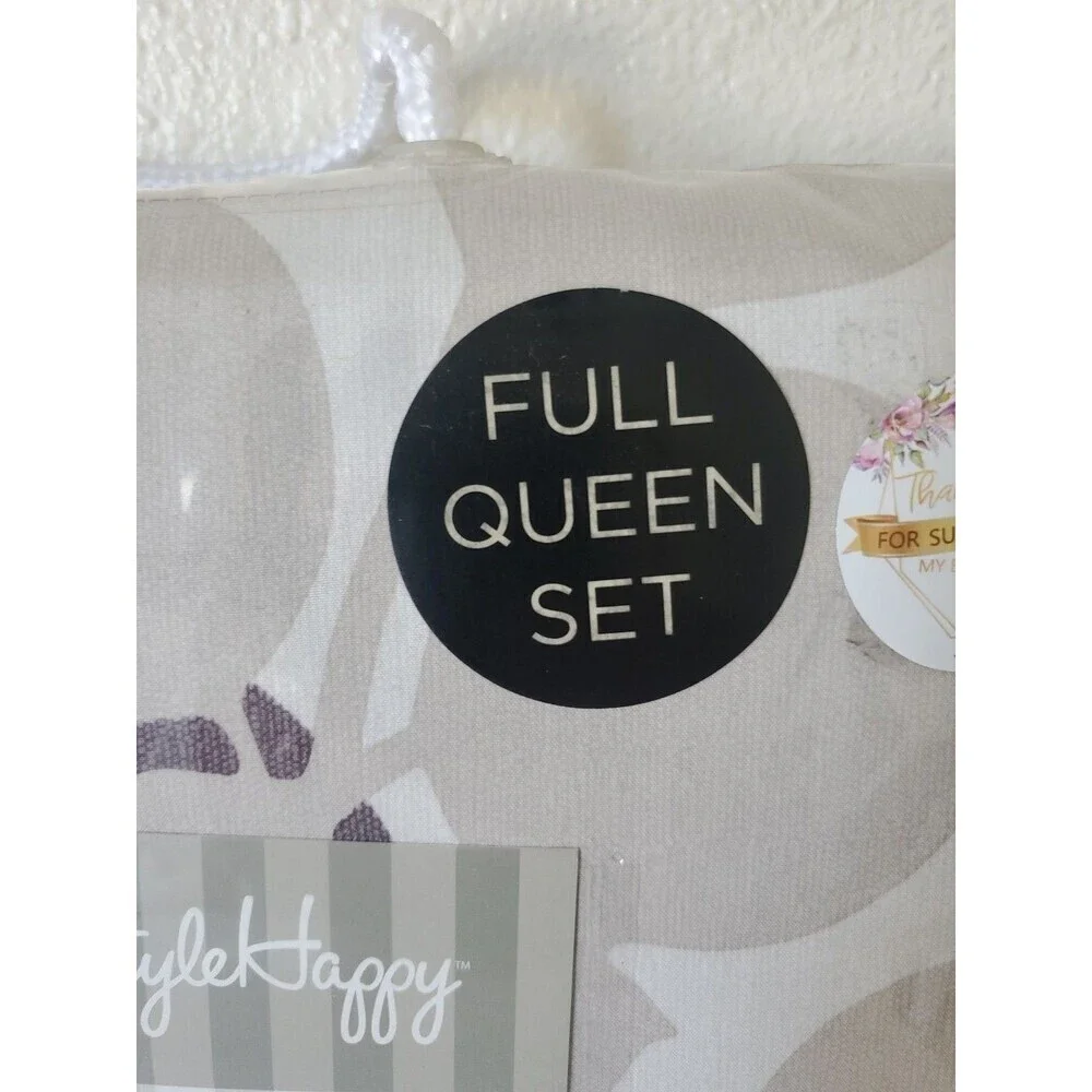 Style‎ Happy Poplar Leaves Full QueenDuvet Cover & Shams Set Brown Olive 3pcs